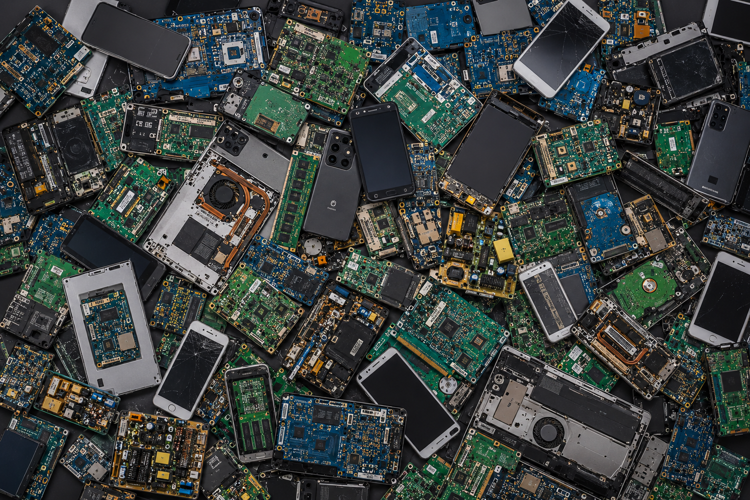 Mixed electronic waste and circuit-board materials